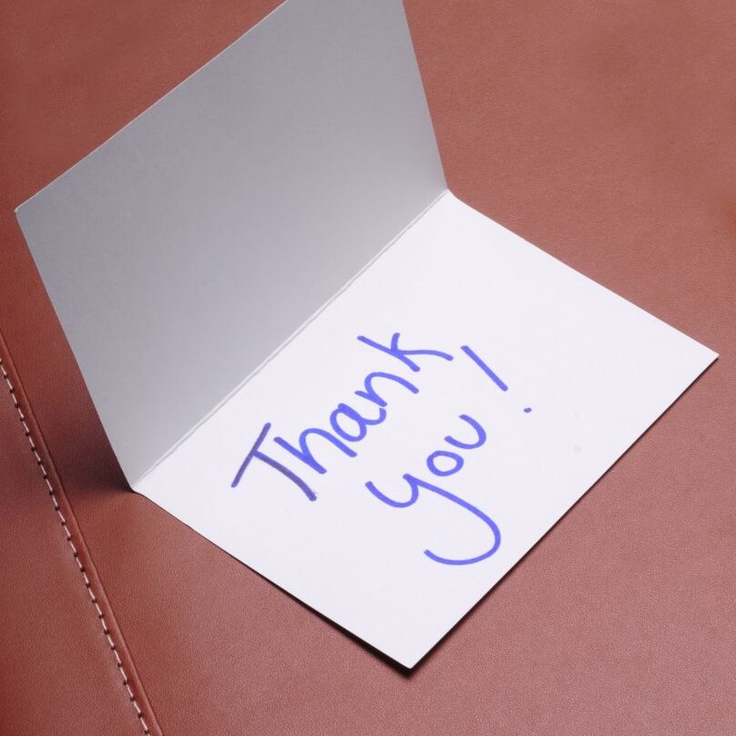 A handwritten thank you card to show gratitude and appreciate